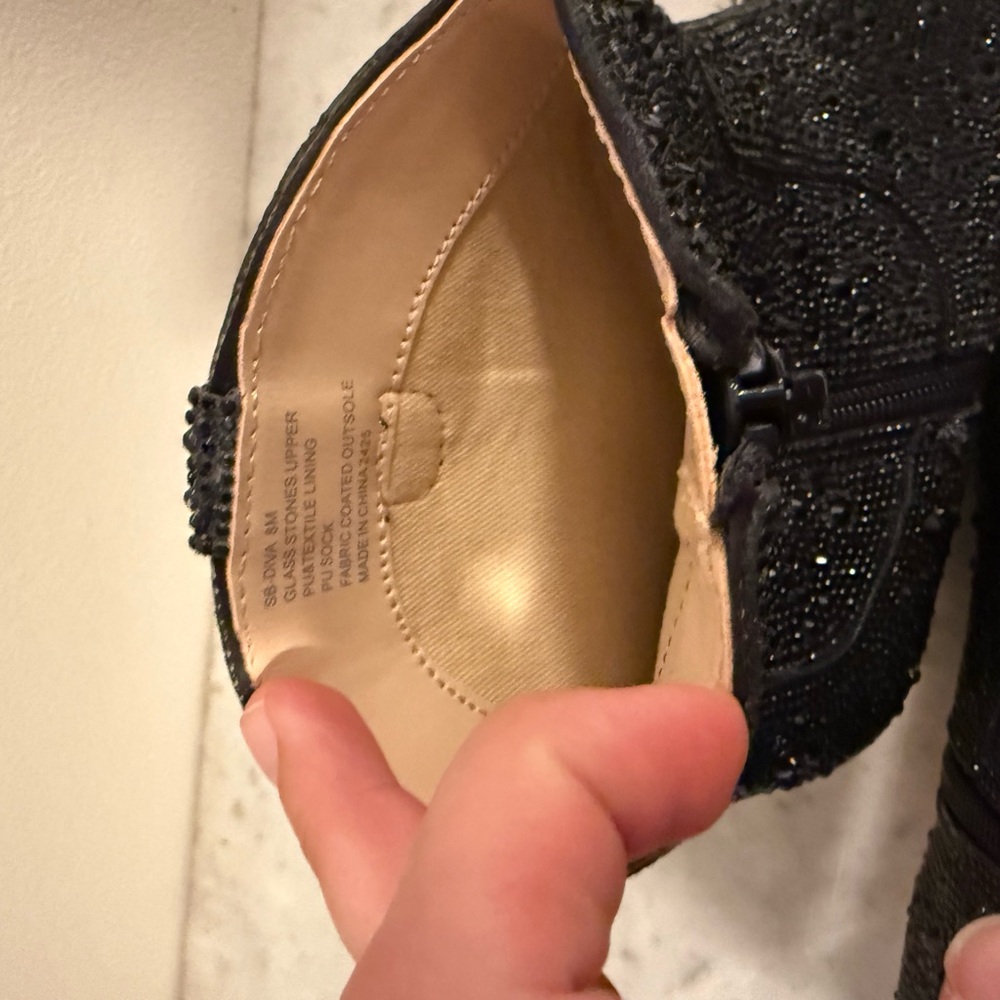 Betsy Johnson Black Rhinestone Ankle Boots - Picture 4 of 6